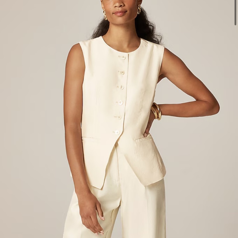 J.Crew White Linen Vest